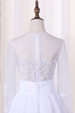 2024 Scoop Long Sleeves Wedding Dresses Tulle & Organza With Applique PGNQDBY7