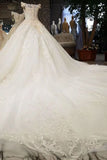 2024 Champagne Wedding Gown Off The Shoulder Satin And Lace P2PDH15G