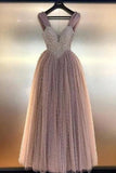 Prom Dresses A Line Tulle With Beading Bodice P42H6KAP