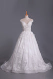 2024 Tulle Scoop Short Sleeves Wedding Dresses A Line PNSK9KC1