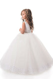 2024 Flower Girl Dresses Ball Gown Scoop Open Back Tulle PRA8DHE2