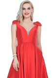 2024 V-Neck Bubble Shoulder A-Line Satin Evening PKJ1LTLG