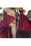 2024 A Line Sweetheart Satin With Applique Sweep Train PXTXKF2P