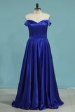 2024 Evening Dresses A Line Off The Shoulder Elastic Satin PLPFQSCG