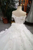 2024 Wedding Dresses Off The Shoulder Ball Gown Tulle Lace Up With Appliques And PNPZNB8X