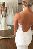 2024 Mermaid Scoop Satin With Appliques Wedding Dresses PX8F4LTM