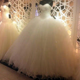 Sparkly Ball Gown Tulle Strapless Ivory Wedding Dresses, Long Bridal Dresses STI15429