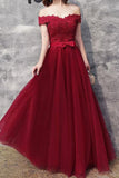 2024 Prom Dresses A Line Off The Shoulder Tulle With Applique PC3NQGHP