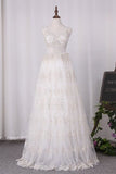 2024 New Arrival Spaghetti Straps A Line Lace Wedding PKC5JAJZ