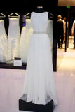 Elegant Simple Long Ivory Flowy Prom Dresses Beach P13G3GKB