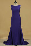 2024 Mermaid Bateau Spandex Evening Dresses Sweep P9XTPHF4