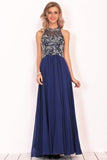 2024 Chiffon Scoop Prom Dresses A Line With Beads&Rhinestones Chiffon PFYF7X1D