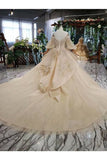 Ball Gown Wedding Dresses Sweetheart 3/4 Sleeves Top Quality Appliques PLL228J1