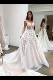 Spaghetti Strap Sweetheart Neck Beach Wedding Dresses 30D Appliqued PJY86J2C