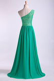 2024 One Shoulder Bridesmaid Dresses A Line Chiffon Floor PZFPCDP5