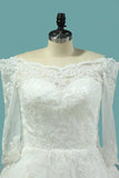 2024 A Line Boat Neck 3/4 Length Sleeves Wedding Dresses Tulle P45EH9TC