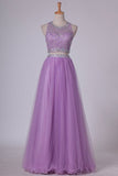 2024 Two Pieces Bateau Prom Dress A Line With PGHZSY5S