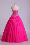 2024 Sweetheart Ball Gown Floor Length Dress Beaded Bodice Corset Tie P94YKH25