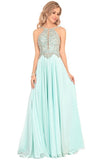 2024 A Line Chiffon Spaghetti Straps Prom Dresses With Beading Floor PAL1N2JN