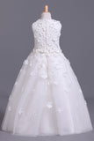 2024 New Ball Gown Flower Girl Dresses Scoop Ankle Length P992NEAR