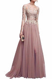 Elegant Lace Floor Length 3/4 Sleeve Tulle Waistband Evening Ball Gowns PPE6LDSP