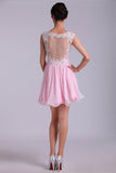 2024 Straps A-Line/Princess Homecoming Dresses Chiffon PGKEQLSS