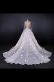 Gorgeous Long Sleeves Flowers Ball Gown Wedding Dress With PQE57HEY