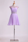 2024 Homecoming Dresses Scoop A Line Beaded Neckline&Waistline Short/Mini P3J7YL7H