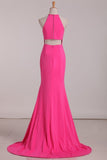 2024 Mermaid Evening Dresses Halter Chiffon Sweep P6HCK2YB