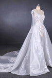 Long Sleeve Sweetheart White Bridal Dresses with Applique, Wedding Dresses STI15250