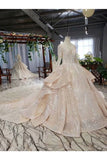 Ball Gown Wedding Dresses V Neck Long Sleeves Top Quality Appliques P5RQDHGP