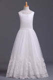 2024 Scoop Flower Girl Dresses A Line Tulle Ankle Length PSMXRP73