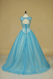 2024 New Arrival Bateau Beaded Bodice Ball Gown Quinceanera Dresses Tulle Court PZKHRE1H