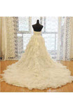 2024 Sweetheart Wedding Dress A Line Organza With Beads And PAFSSYXB