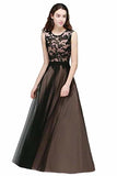 Lace Tulle Round Neck A Line Sleeveless Wedding Bridesmaid Long Evening Festive P7QZD6RP