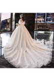 Princess Half Sleeve Ball Gown Wedding Dresses Appliques V Neck Bridal STIPYYC62LK