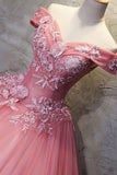 Off The Shoulder Long Ball Gown Lace Princess Prom Dresses PF4YC71F