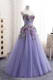 Elegant Strapless Sweetheart 3D Flowers Tahiti Prom Dresses Tulle Long Party Dresses STI15205