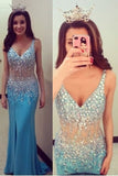 V-Neck Prom Dresses Column PL1J1BZH