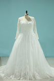 2024 Tulle V Neck Long Sleeves Wedding Dresses A Line PPNFBPNL