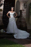 Off The Shoulder Tulle Wedding Dresses Bridal Dresses Appliques Covered Button P1AMNRMJ