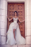 2024 Wedding Dresses Scoop Long Sleeves Tulle & Organza With Applique Sweep PLGC94FN