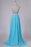 2024 Two Pieces Halter Beaded Bodice A Line Prom PCJ1ZM73