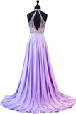 2024 Sexy Open Back Halter Prom Dresses With Beading PH8JXKZP