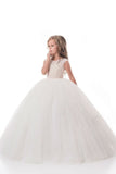 2024 New Arrival Flower Girl Dresses Ball Gown Scoop Tulle With Beads P6S4AH3S