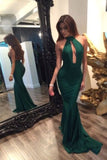 Green Mermaid Backless Prom DressesSexy Evening Gowns PNCFL34M