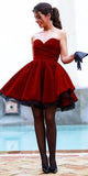 Fabulous Sweetheart Short Burgundy Velet Prom Homecoming Dress Ruched