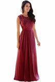 Lace Chiffon Prom Dresses A Line Round Neck Long PAHD2MLB