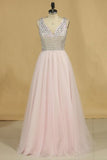 2024 New Arrival Beaded Bodice Open Back V Neck Prom Dresses A P9TT3EES