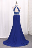 2024 Prom Dresses Mermaid Scoop Chiffon With Applique P68XTJNP